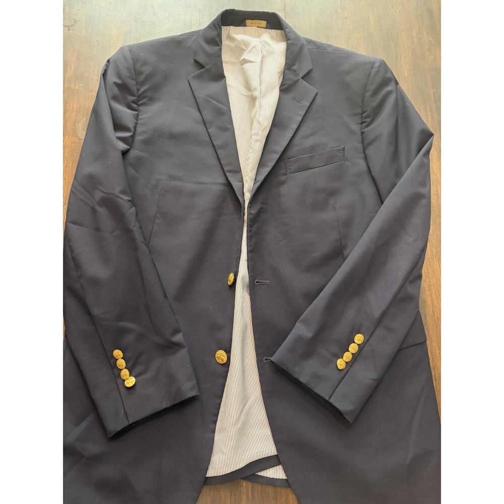 Brooks Brothers Navy Blue Explorer Regent Fit 2-Gold Buttons Jacket 42R Nice